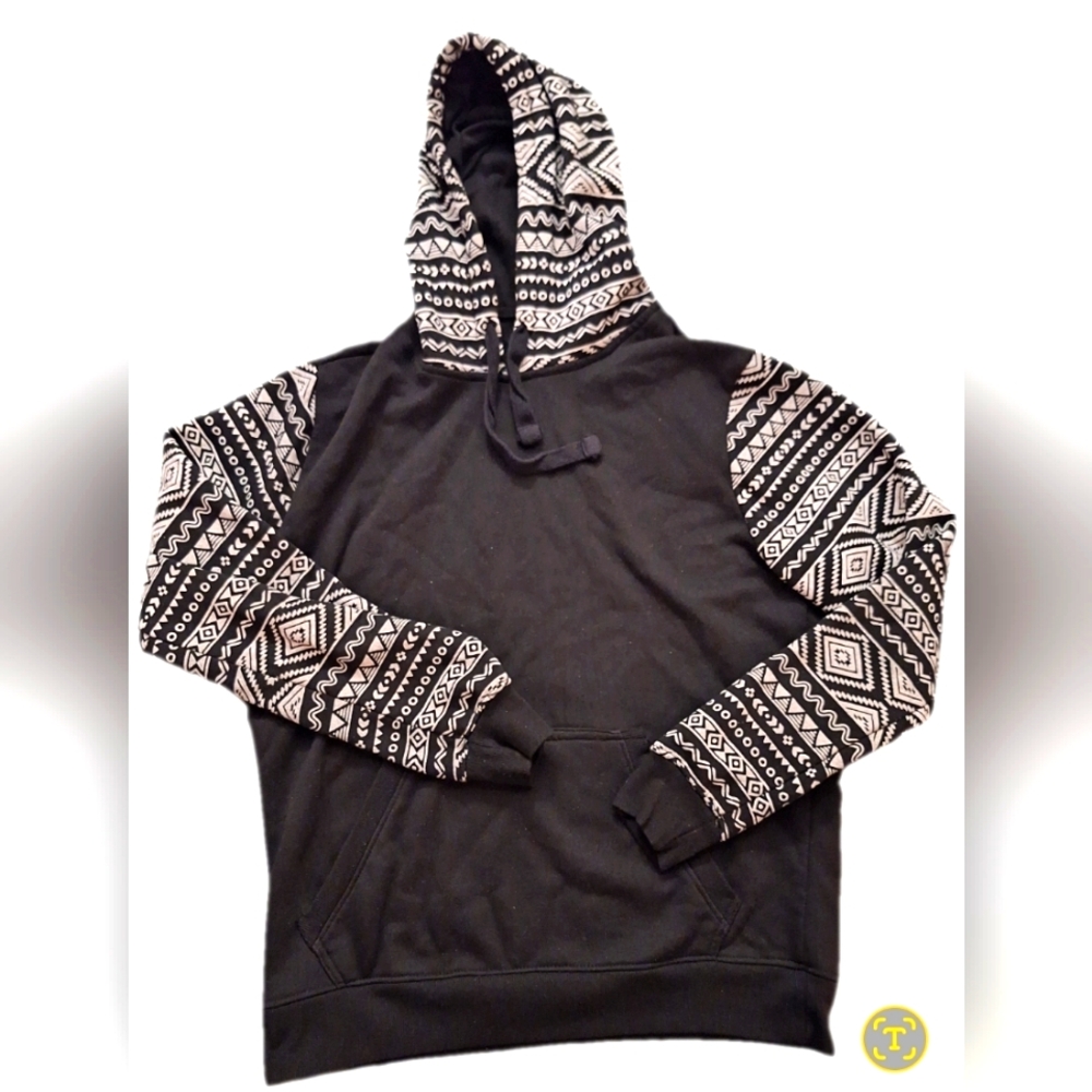Men's Geometric Shaped Hoodie- Large